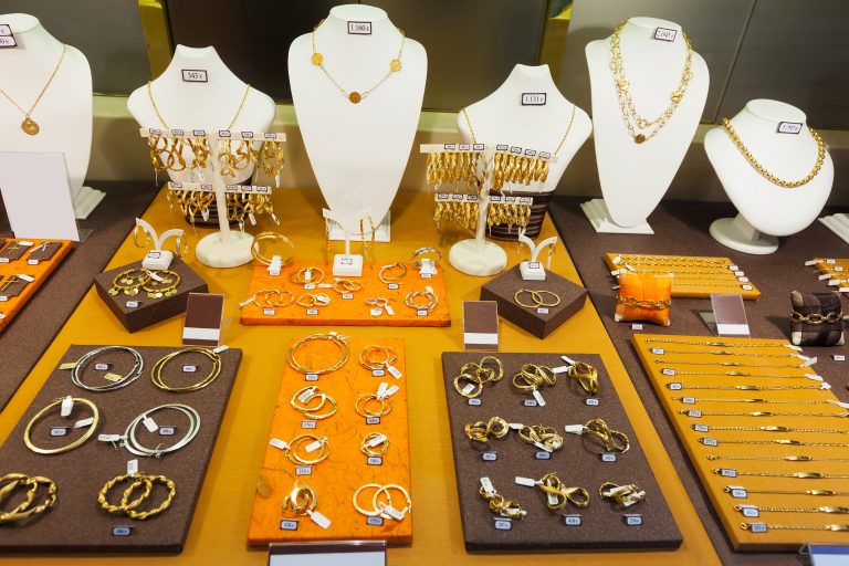 golden jewelry store window