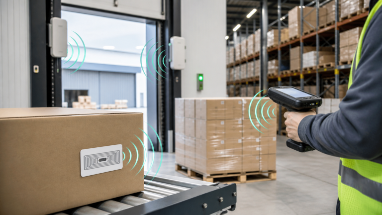 how does an rfid tag work in a warehouse with tagged cartons, handheld reader, and dock door RFID portal